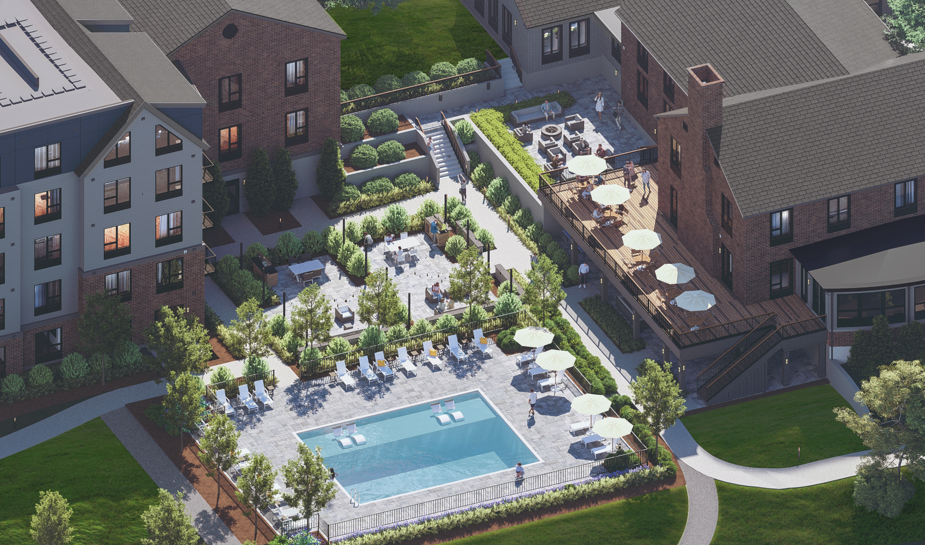a high angle view of a swimming pool